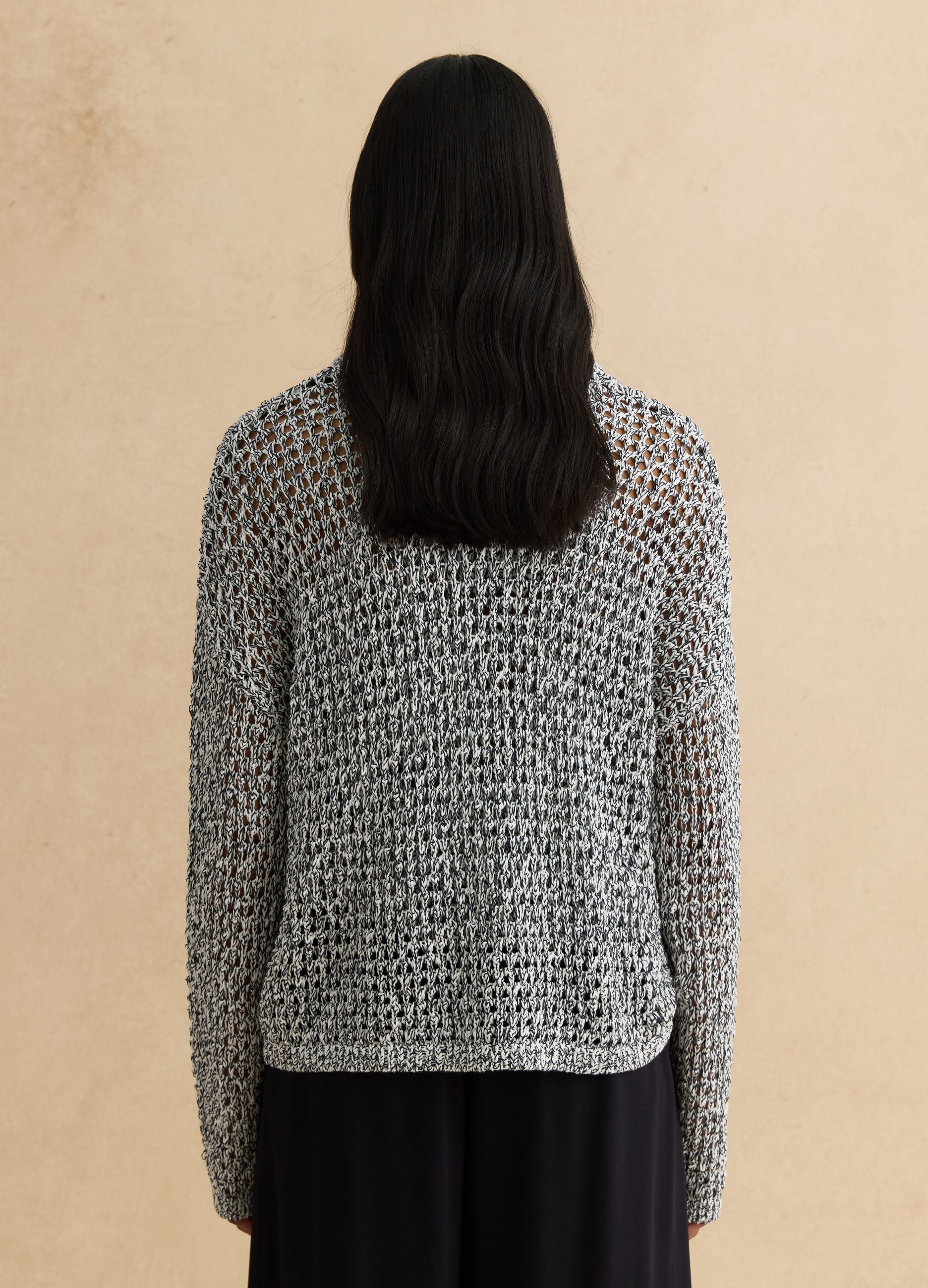 Multicolour cotton blend pullover regular fit with knitted design