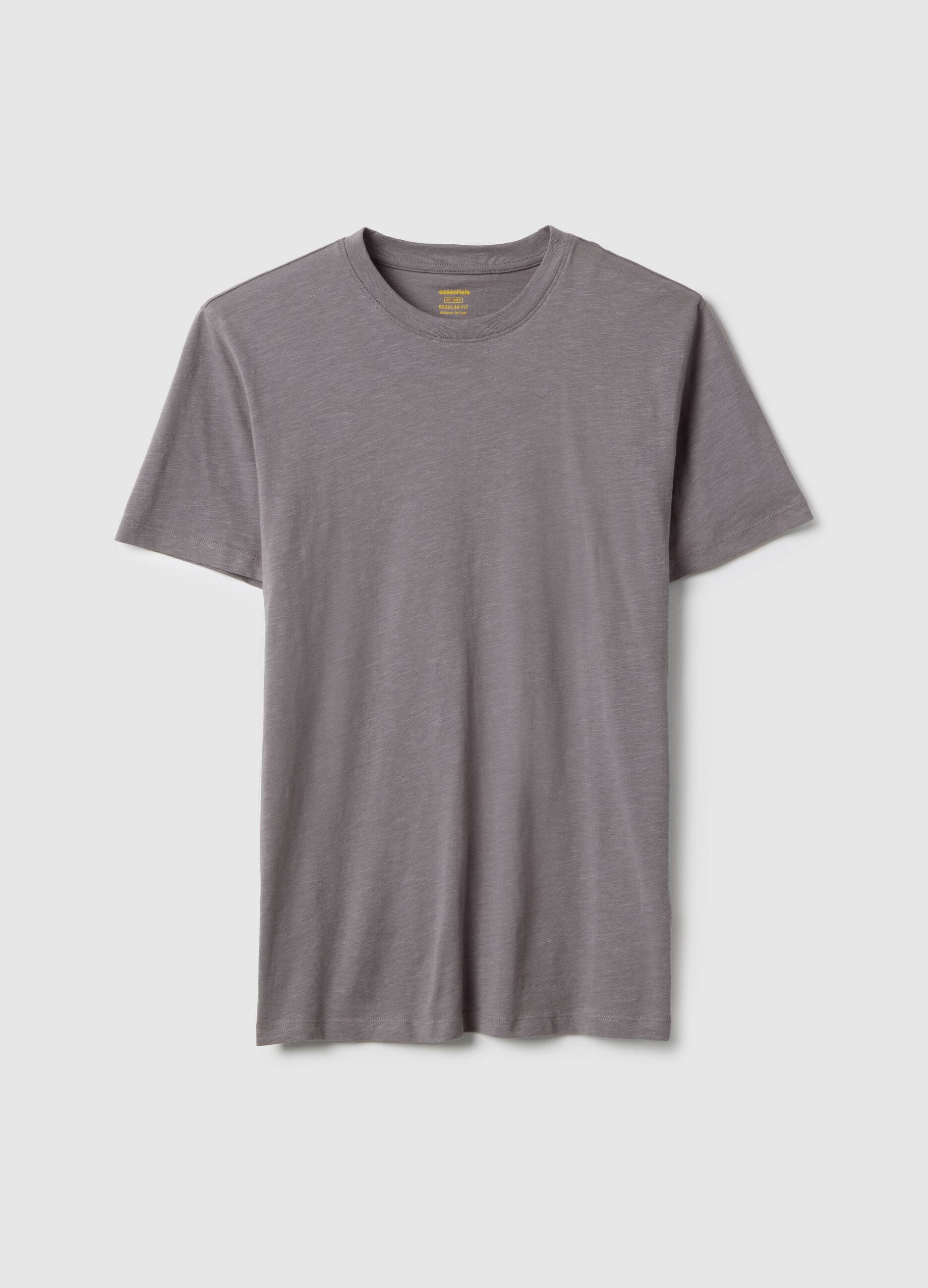 Grey regular fit pure cotton t-shirt