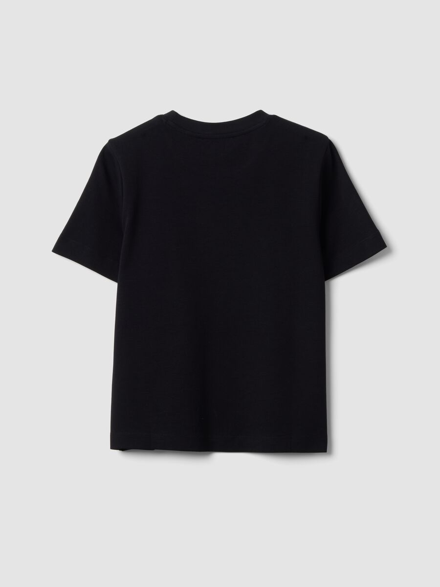 T-shirt relaxed fit nera in puro cotone a maniche corte_5