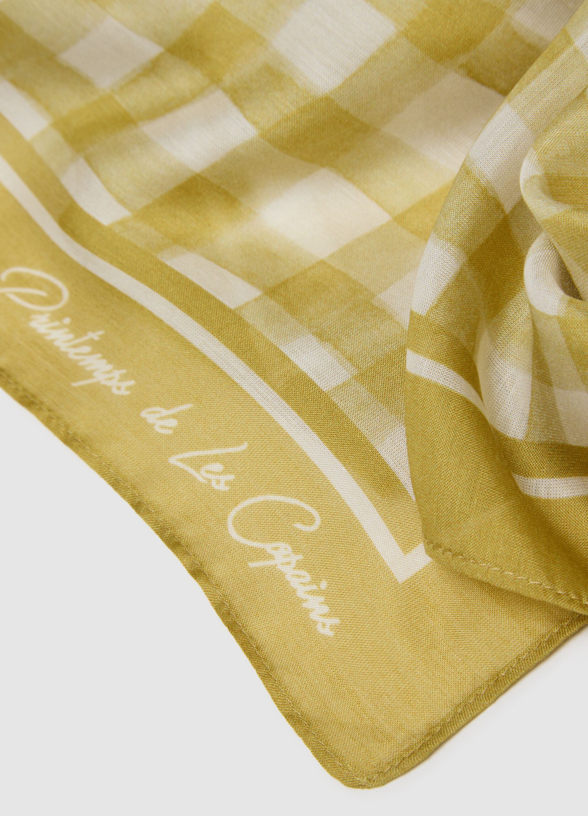 Multicolour Checked Modal and Silk Scarf