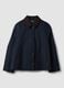 Blue pure cotton jacket with contrasting collar, regular fit_0