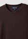 Brown crew-neck T-shirt in stretch cotton-modal blend, regular fit_2