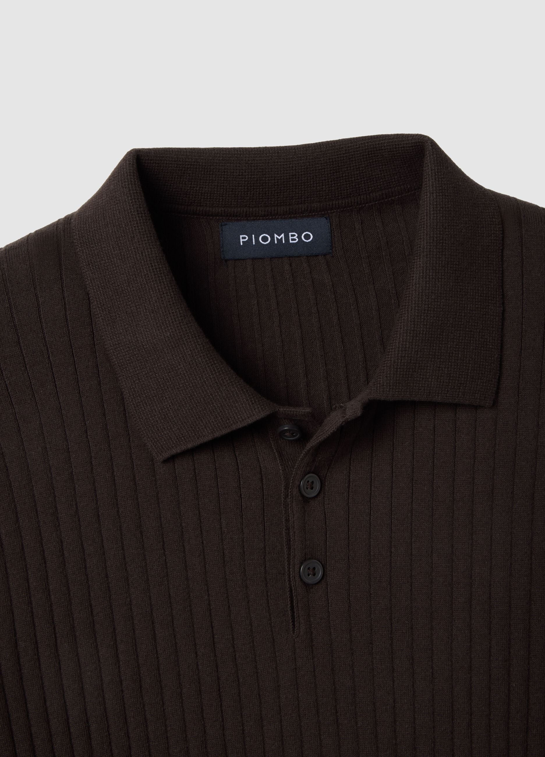 Brown striped short-sleeve pure cotton polo in regular fit