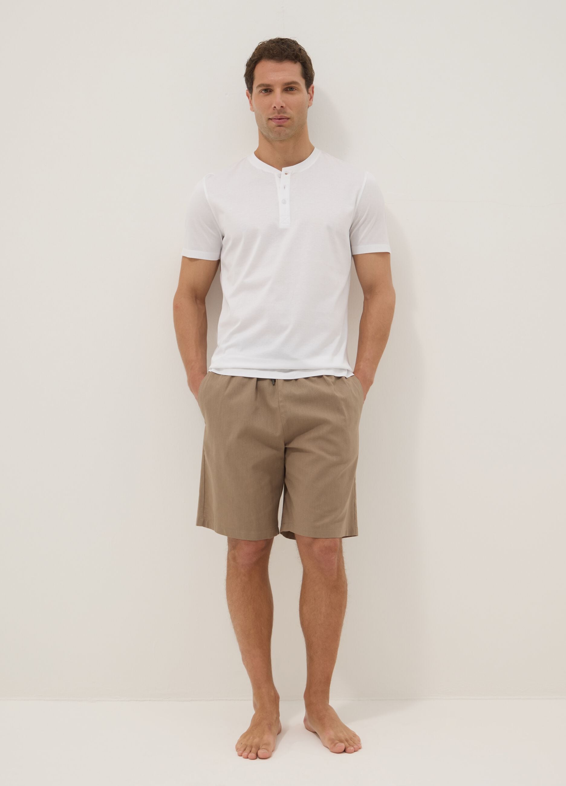 White mercerised pure cotton T-shirt, regular fit