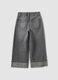 Grey cotton denim straight-fit jeans for girls_1