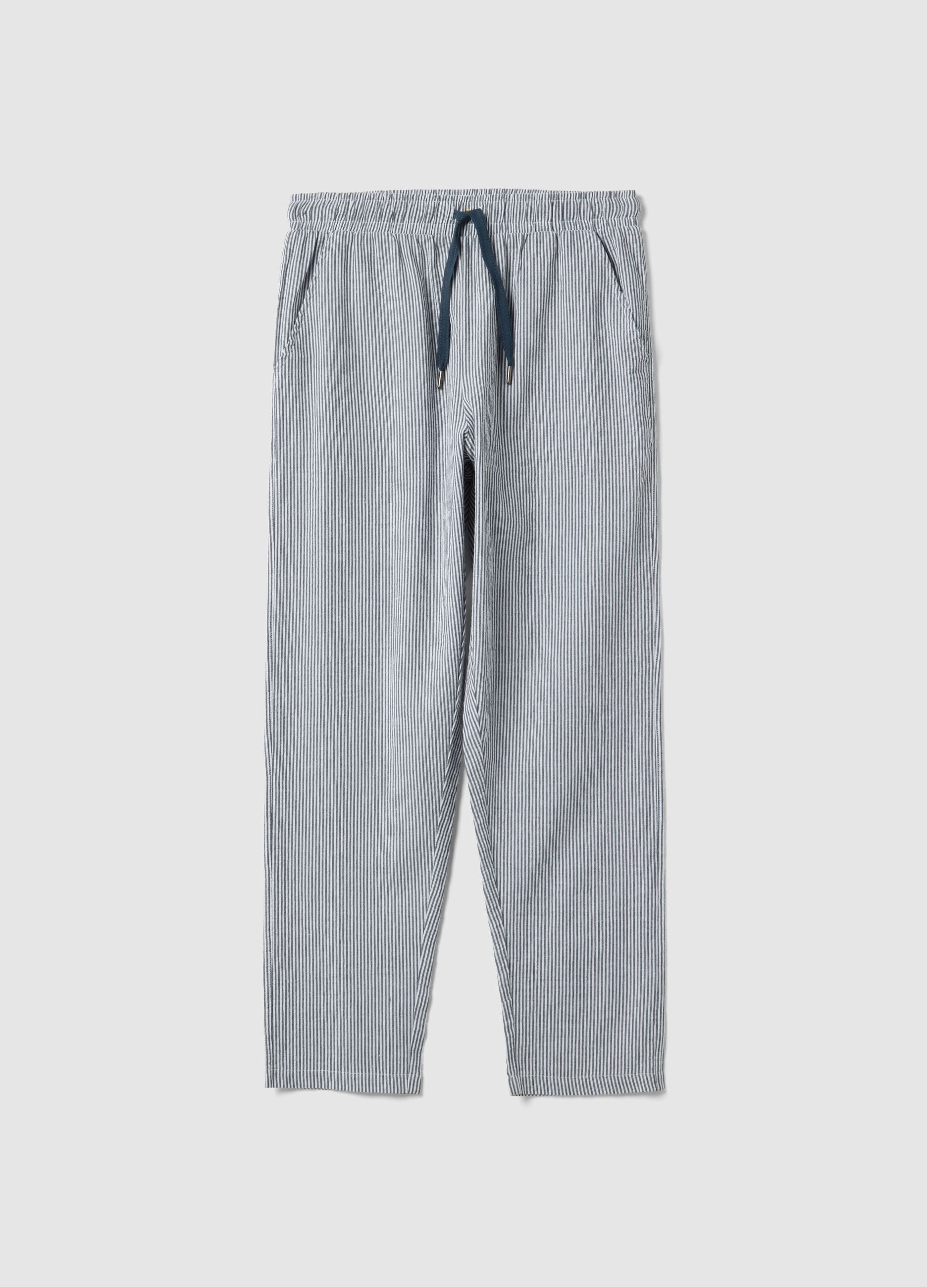 Regular fit multicolour striped pure cotton pyjama shorts