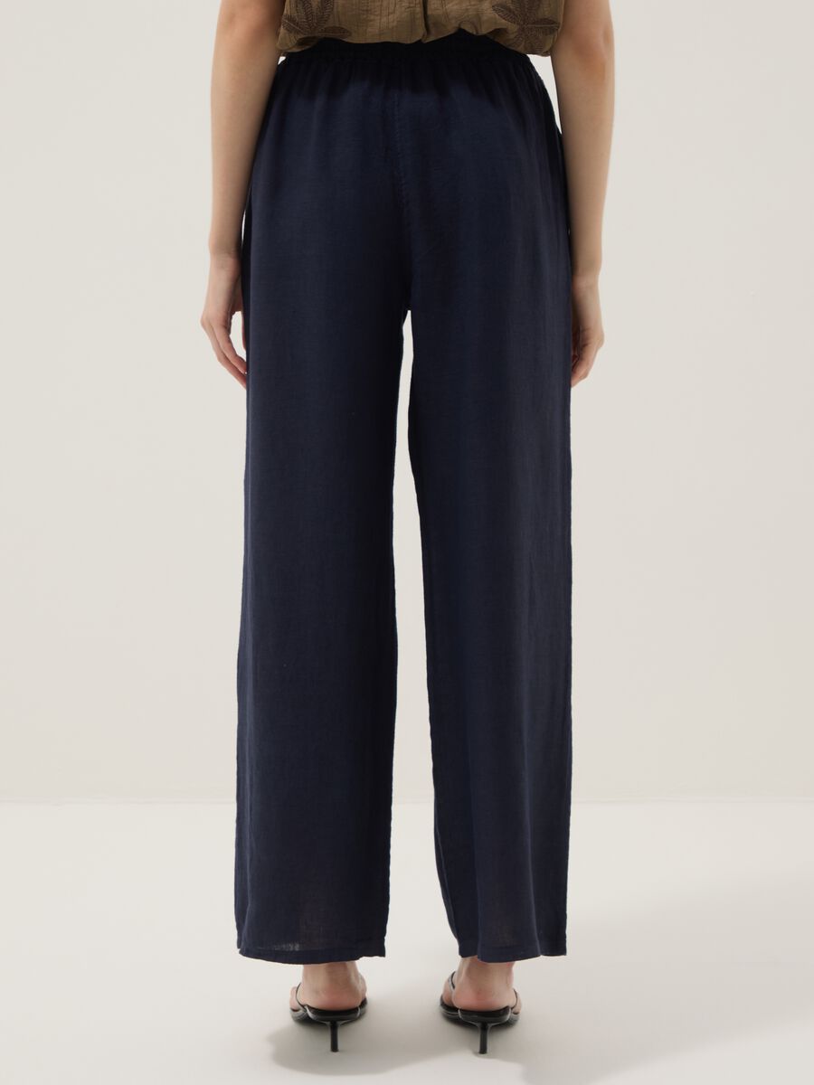Blue pure linen palazzo trousers_2