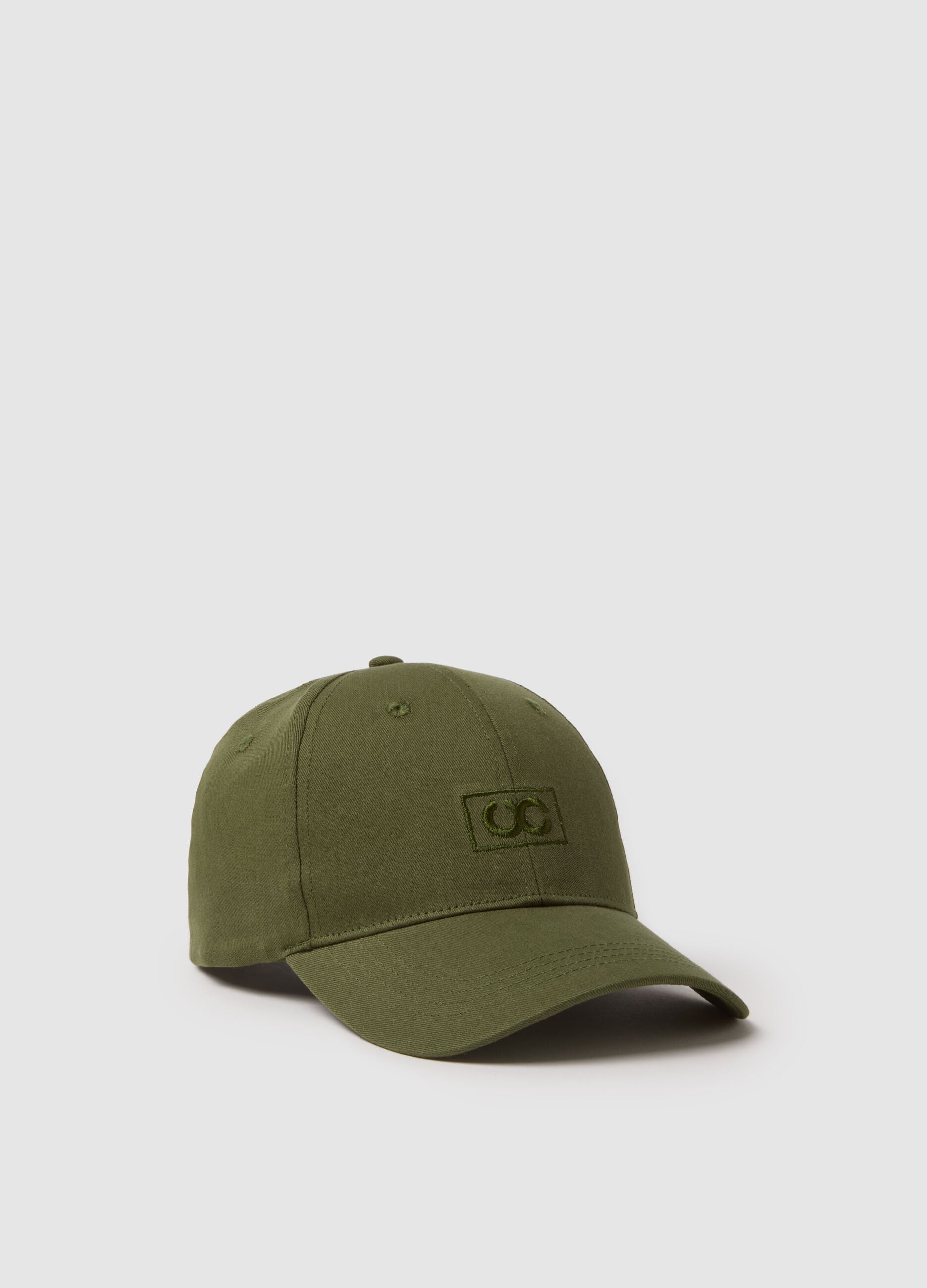 Regular fit green pure cotton baseball cap