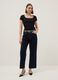 Black fitted stretch cotton T-shirt with square neckline_1