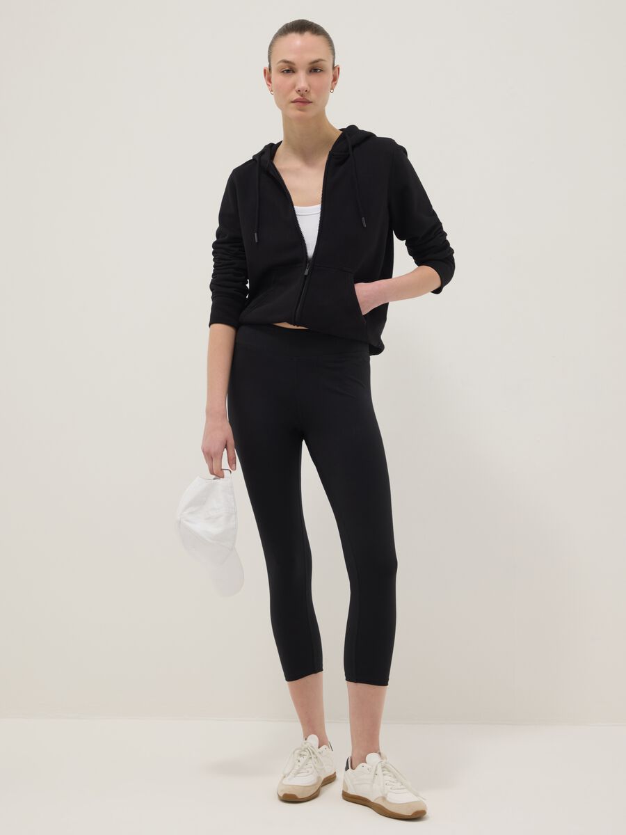 Black stretch cotton skinny-fit leggings_0