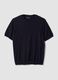 Short-sleeve T-shirt in blue cotton, linen and silk blend regular fit_4