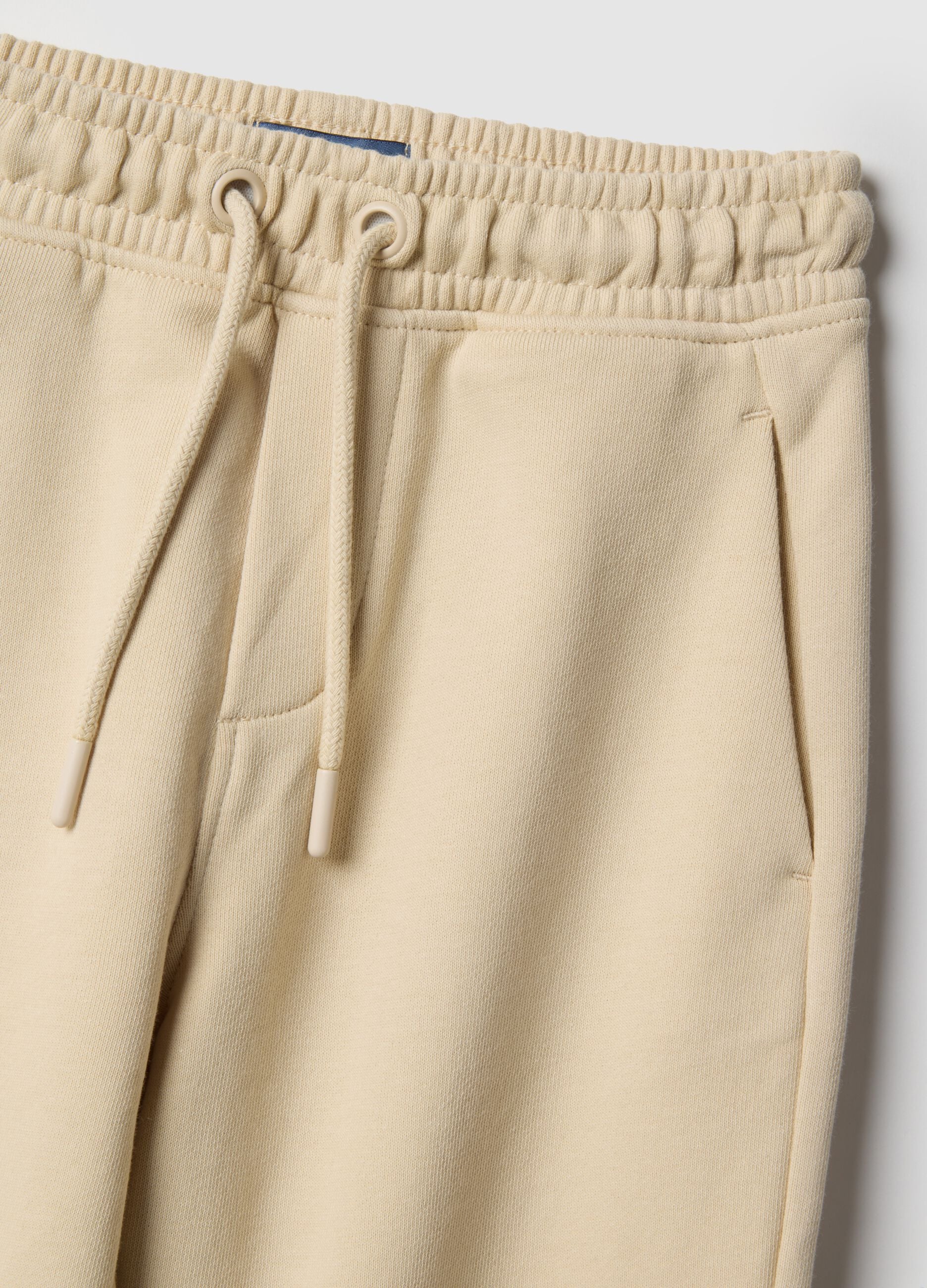 Children's beige jogger trousers in pure cotton regular fit