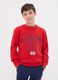 Red boys&rsquo; sweatshirt in pure organic cotton with crew neck and print_0