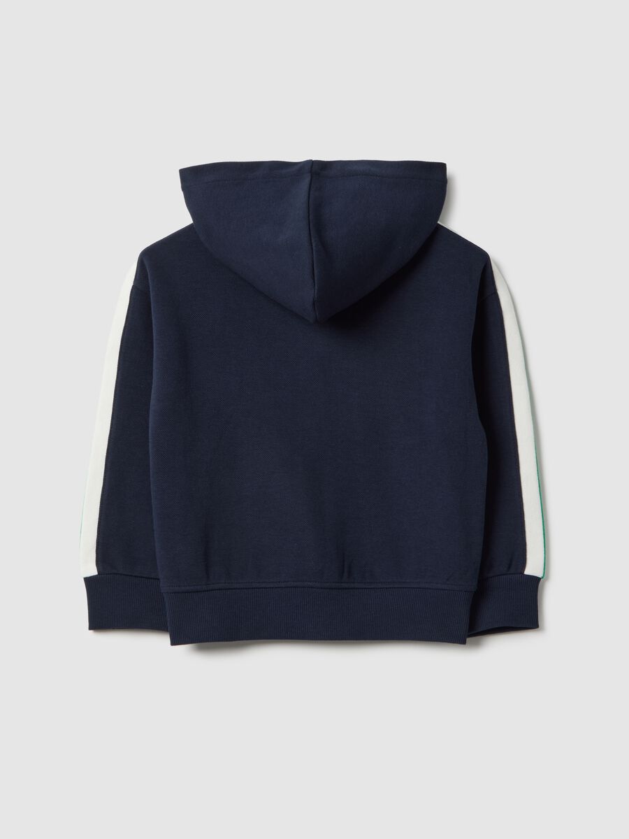 Blue cotton blend oversized fit hoodie for kids_4