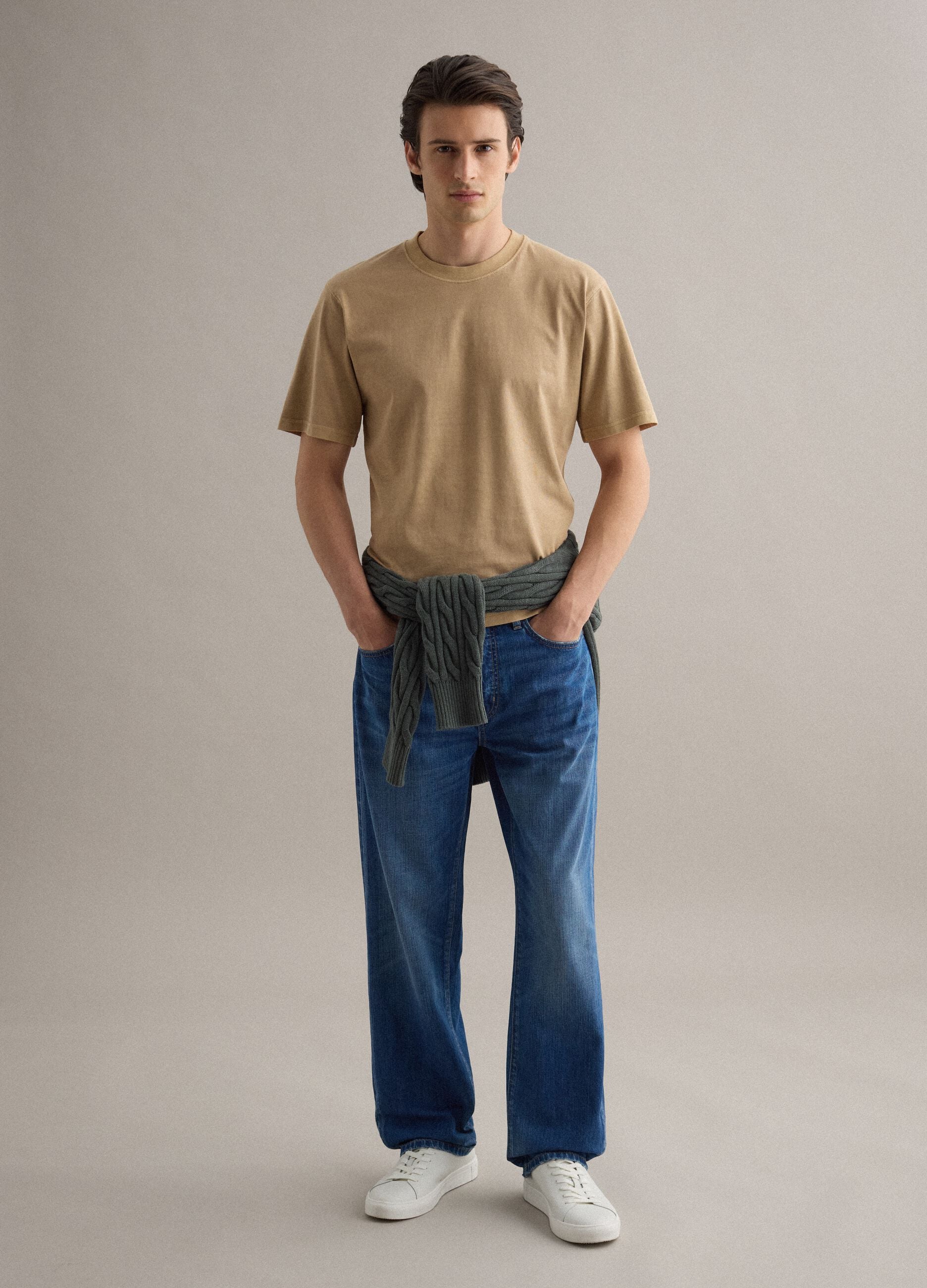 Beige pure cotton T-shirt relaxed fit