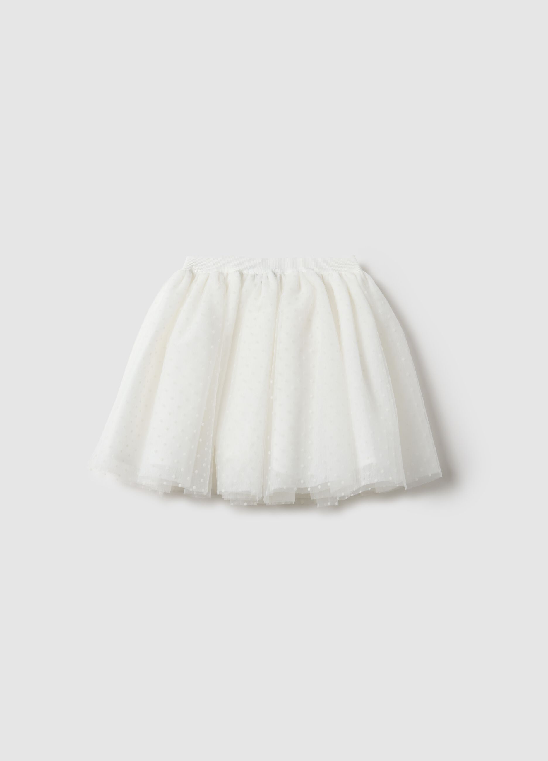 White mesh polka dot skirt for girls