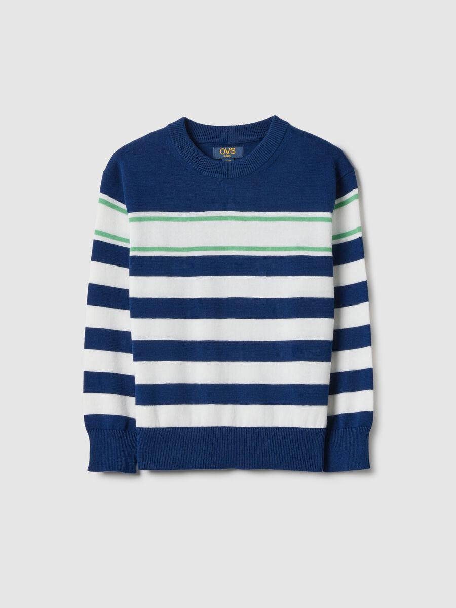 Children's regular fit striped sweater in multicolor pure cotton_0
