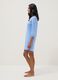 Sky blue pure cotton striped nightshirt with regular fit and serafino collar_1