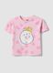 Pink stretch cotton T-shirt with print for girls_0