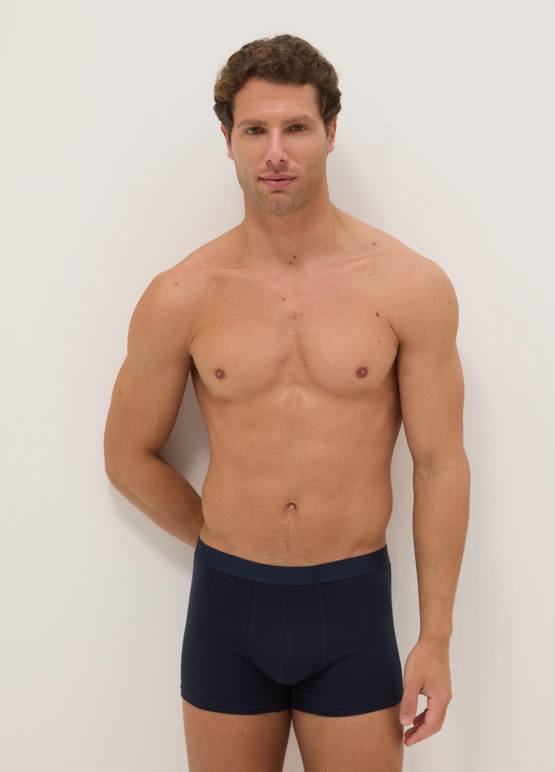 Tripack men's boxer shorts in stretch cotton blue regular fit