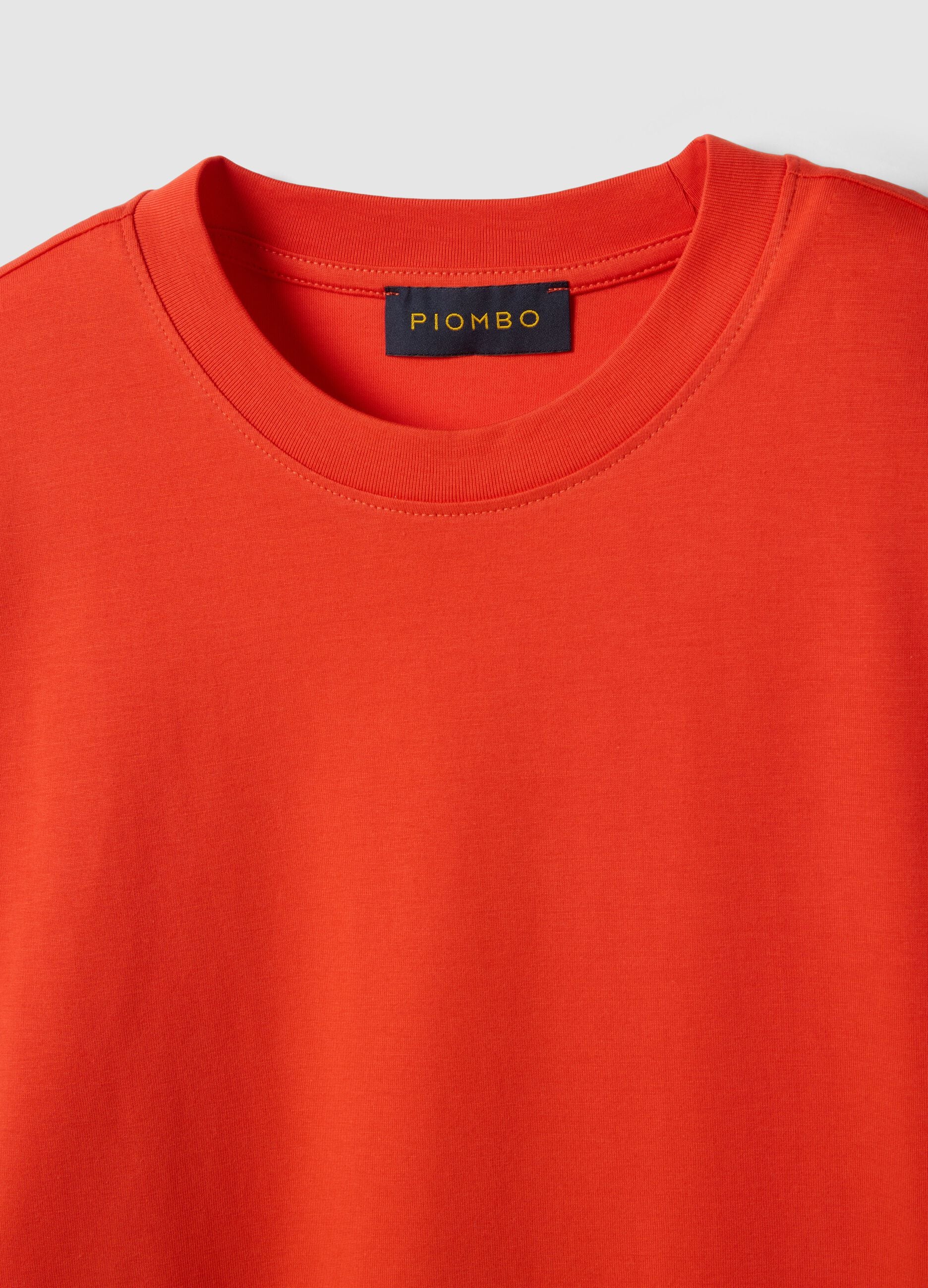 Orange pure cotton crew neck t-shirt relaxed fit