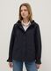 Black regular fit cotton blend jacket with zip and hood_0