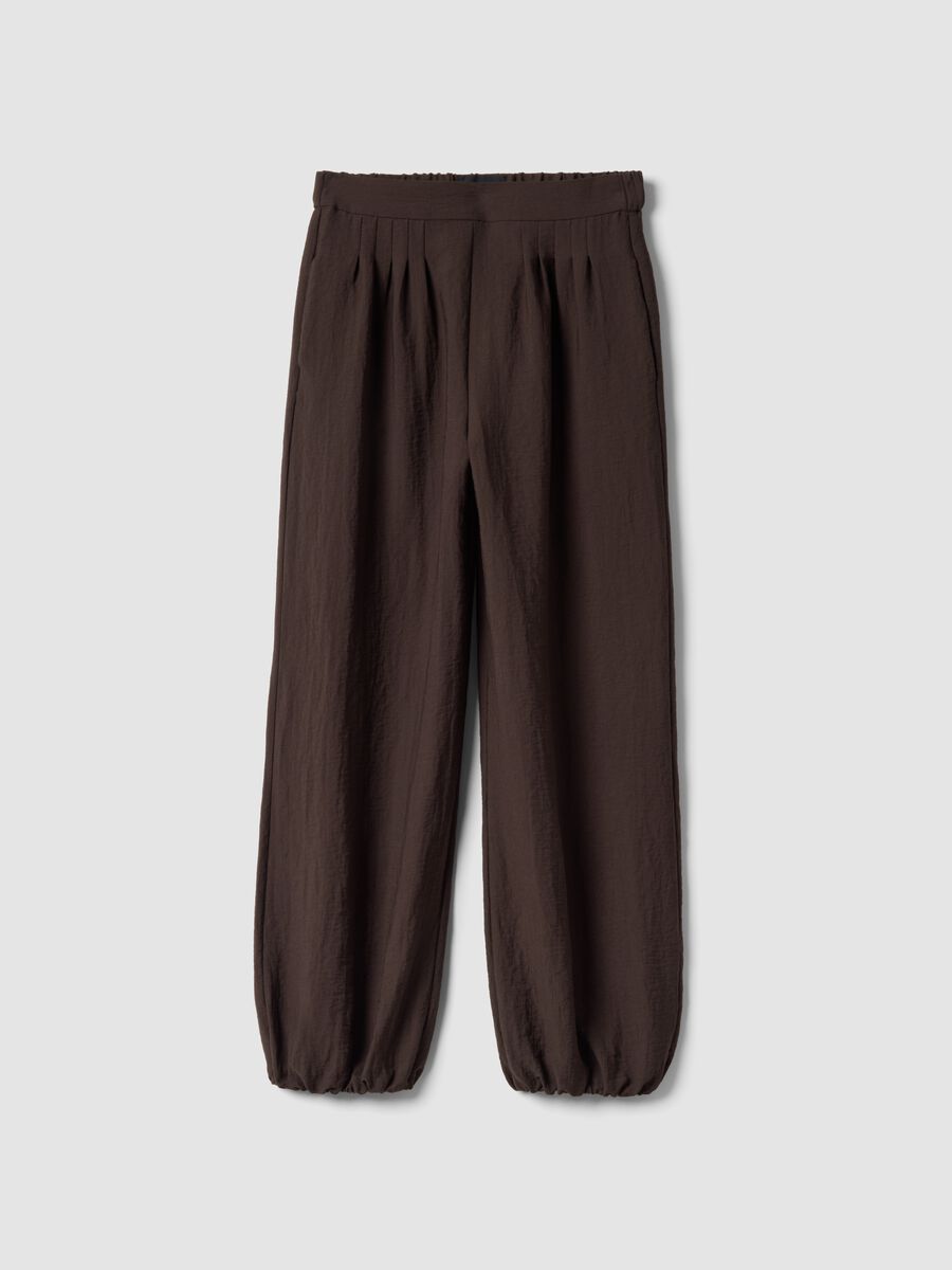 Brown viscose-blend relaxed fit jogger trousers_4