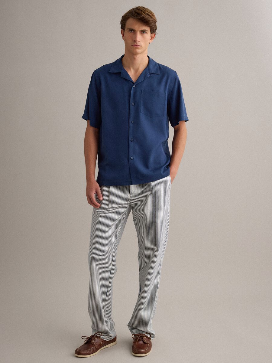 Blue short-sleeve pure lyocell shirt, regular fit_1