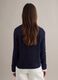 Blue cotton blend regular fit jumper with mesh pattern and polo collar_4
