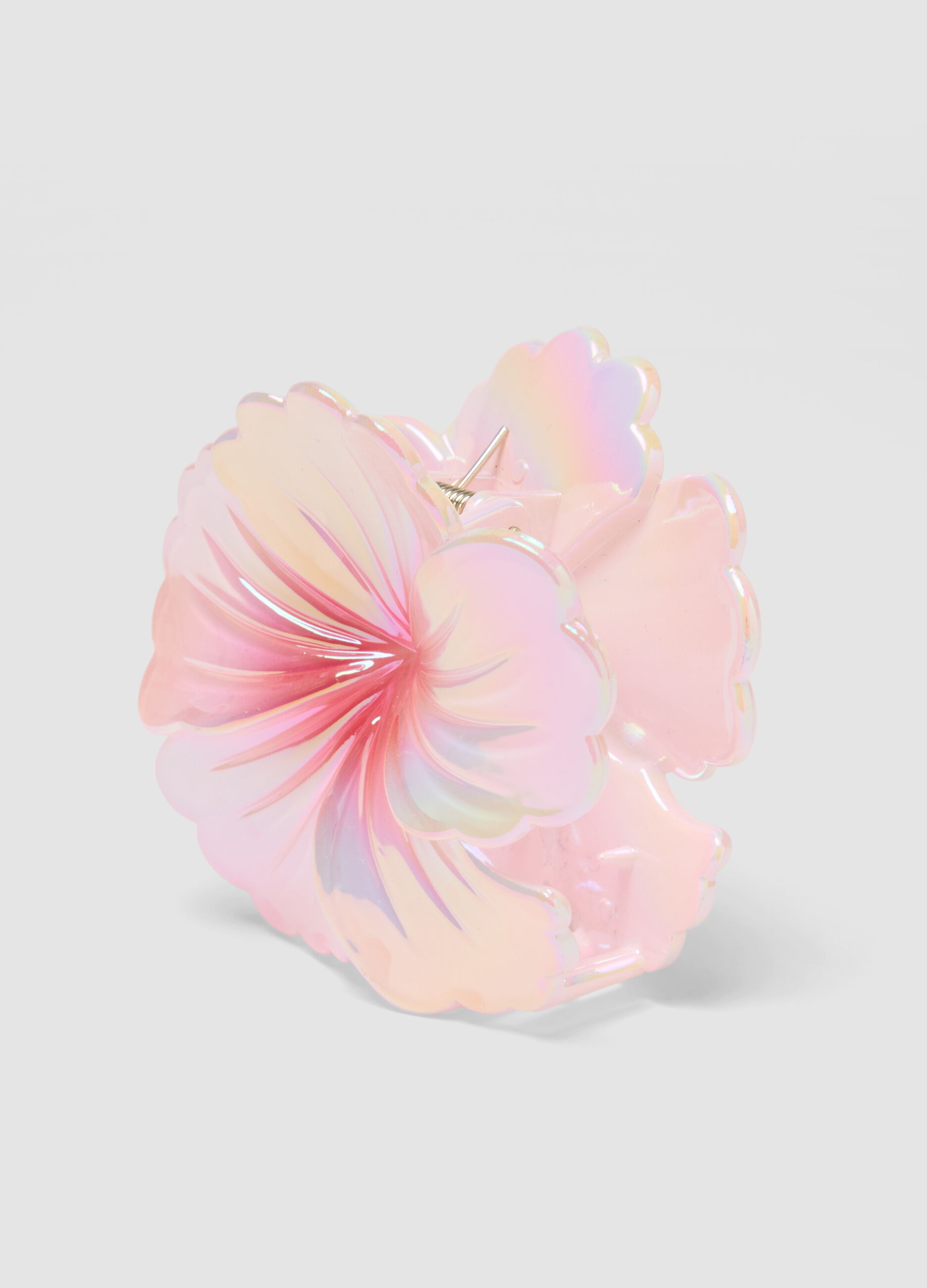 Iridescent Pink Flower-Shaped Clip