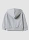 Grey hooded sweatshirt in pure organic cotton, oversized fit for baby girl_1