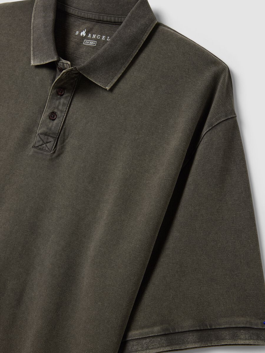 Polo a maniche corte in puro cotone verde regular fit_5