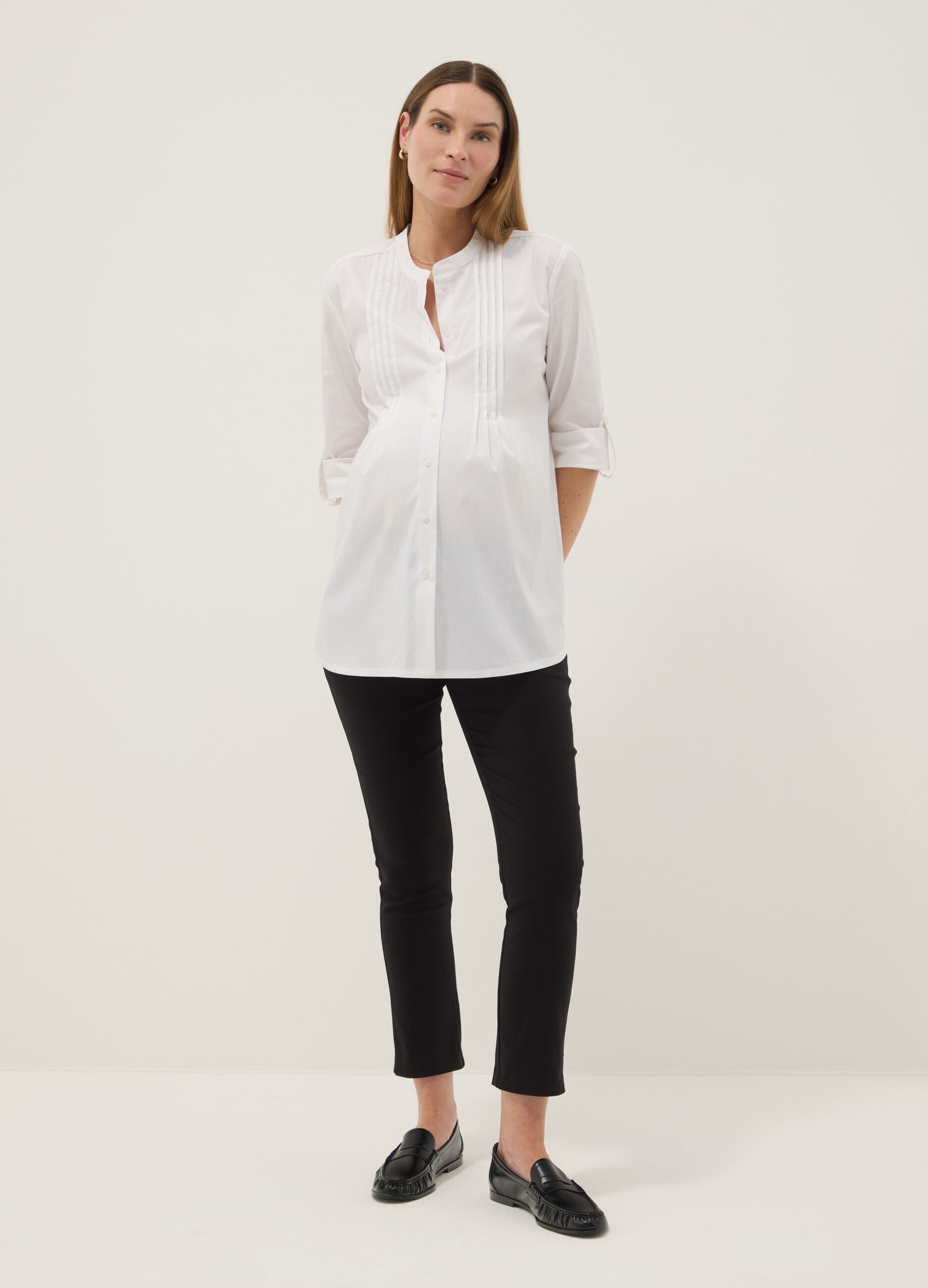 Black Stretch Viscose Maternity Slim Trousers