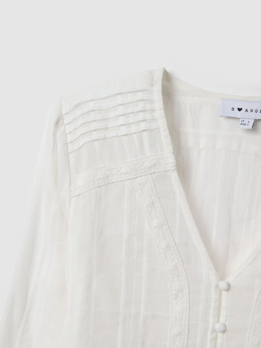 Camicia trasparente in puro cotone bianco regular fit con volant_5