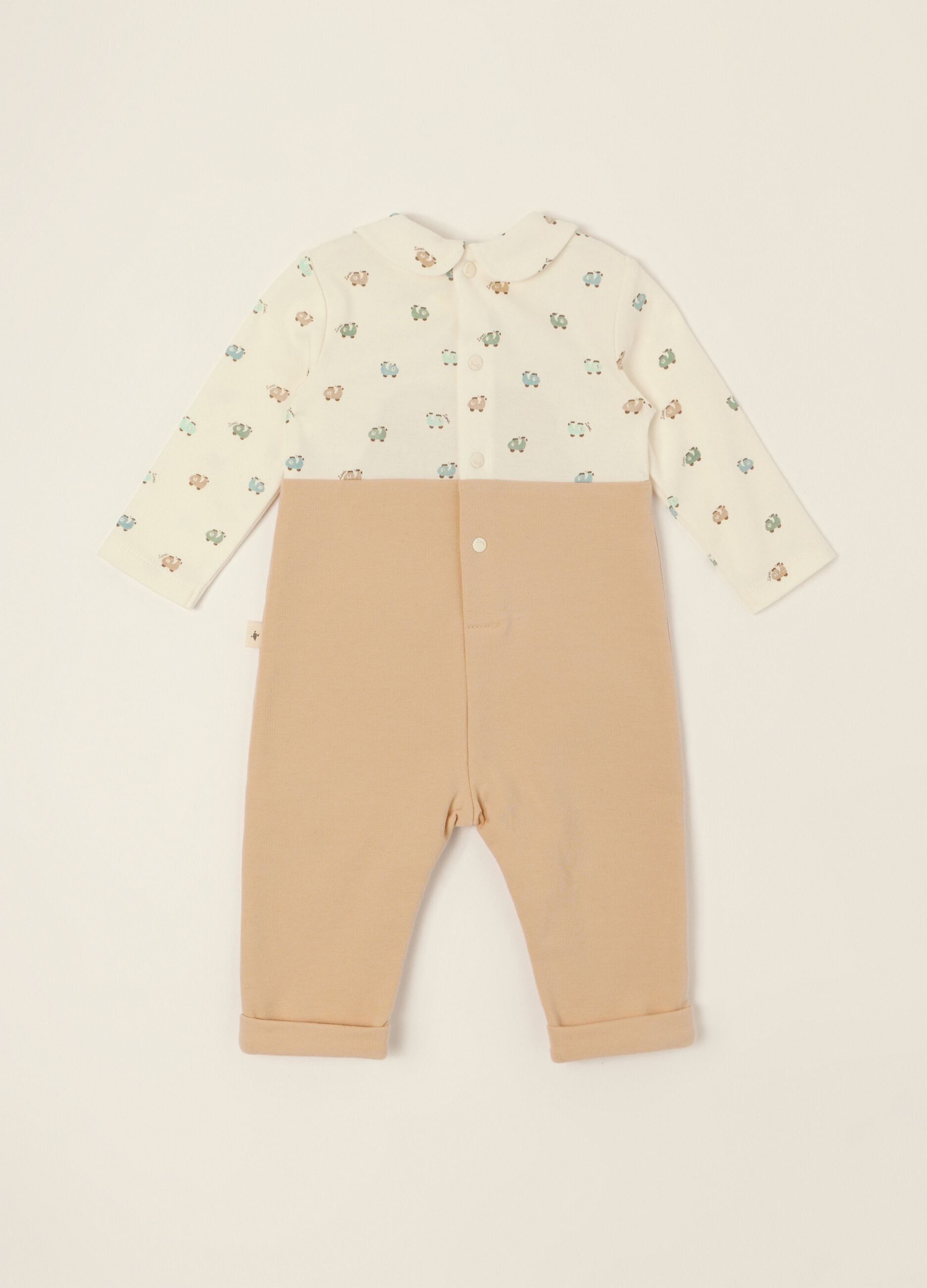 Multicolour 100% cotton baby romper with scooter motif