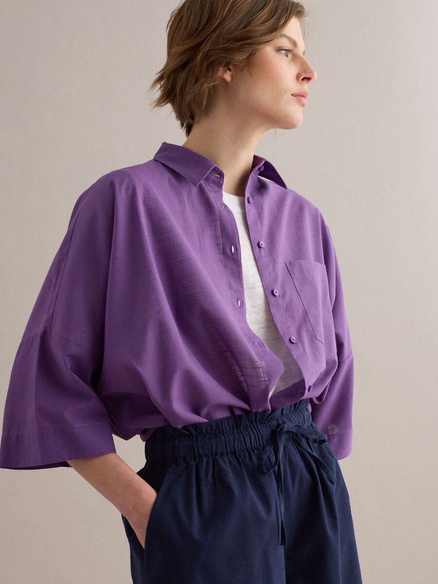 Purple pure cotton oversized shirt_0