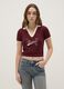 Red cotton blend regular fit polo collar shirt with lettering_1
