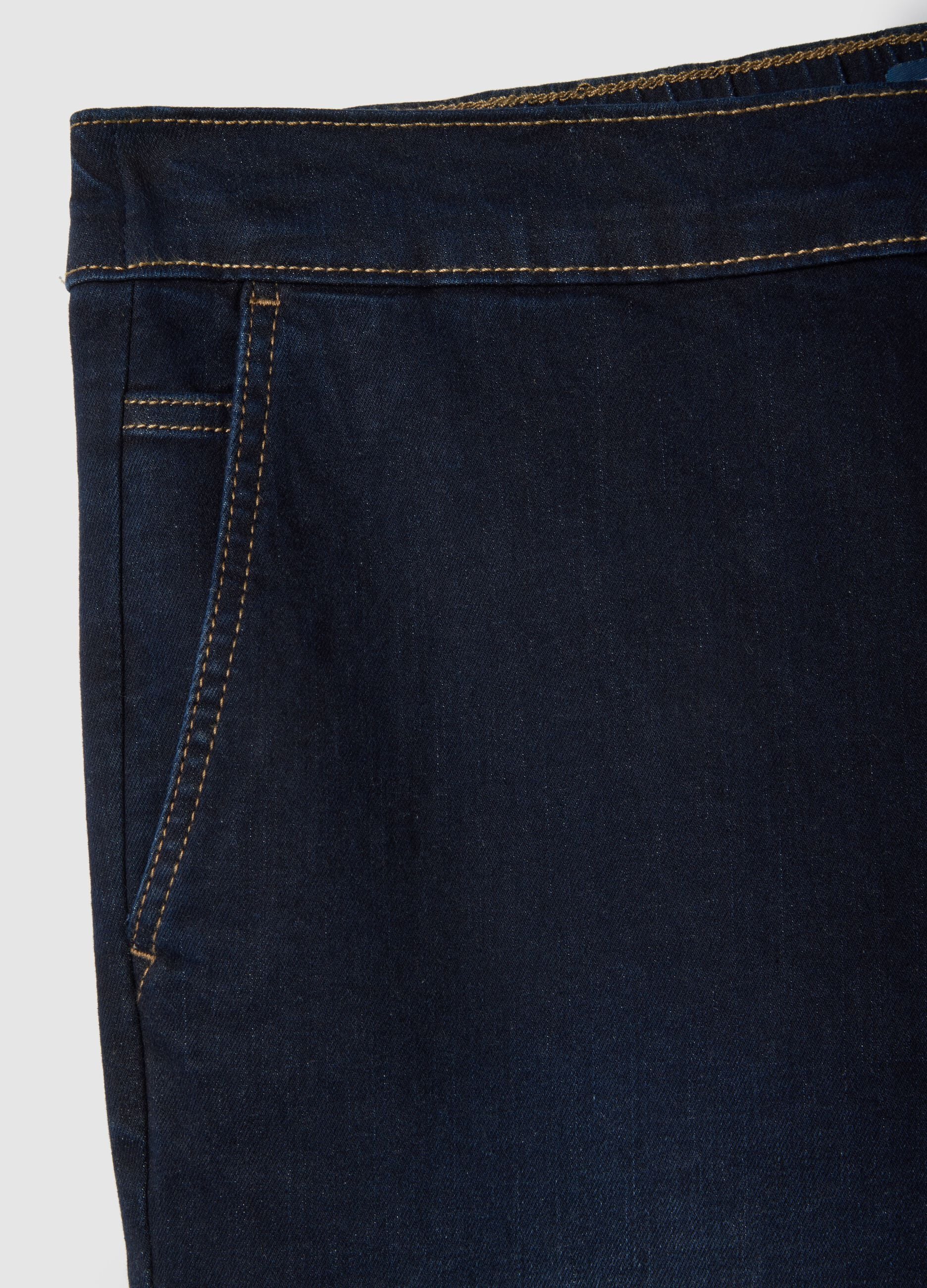 Wide leg jeans in blue stretch cotton
