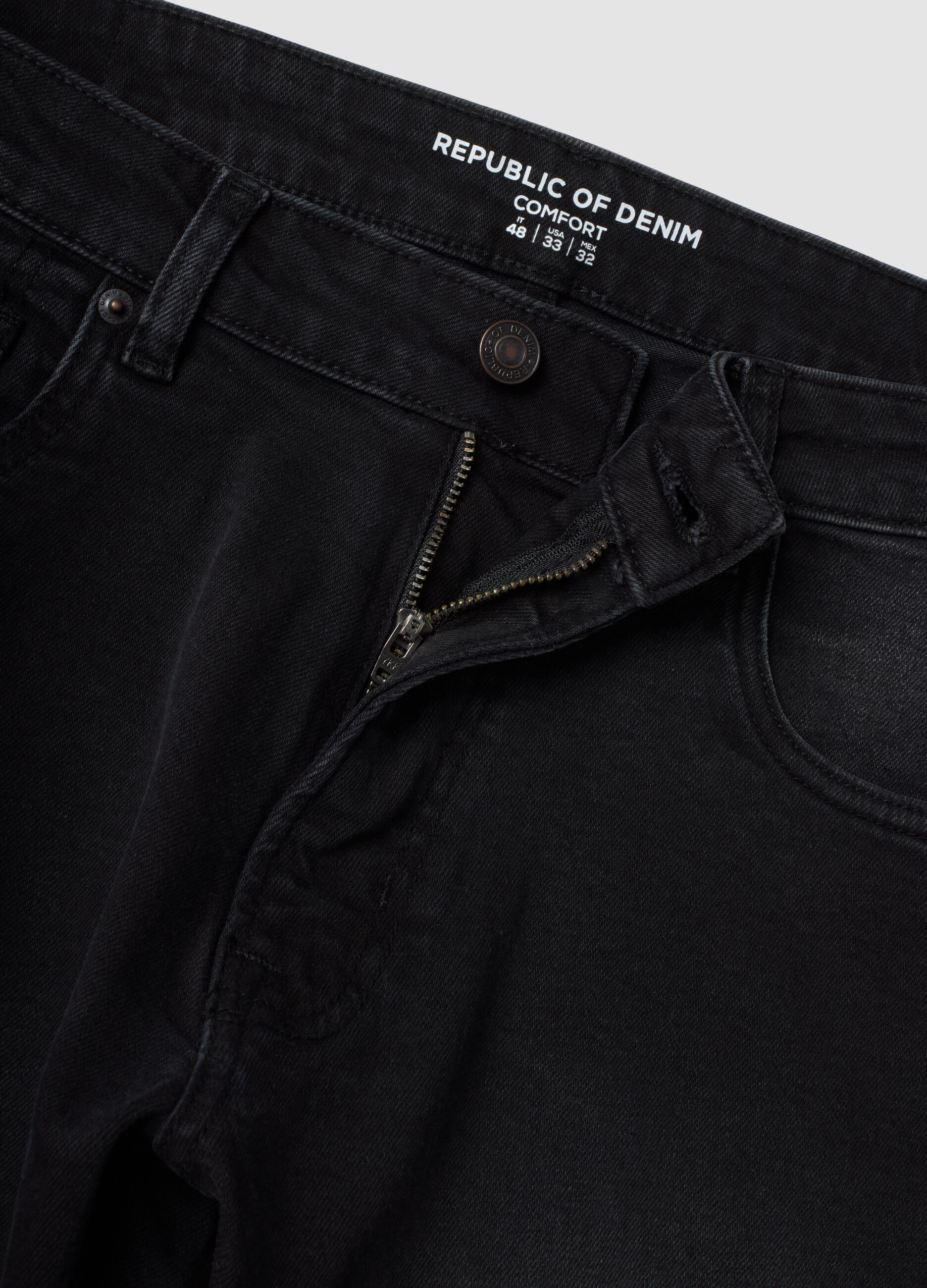 Black stretch cotton comfort-fit jeans