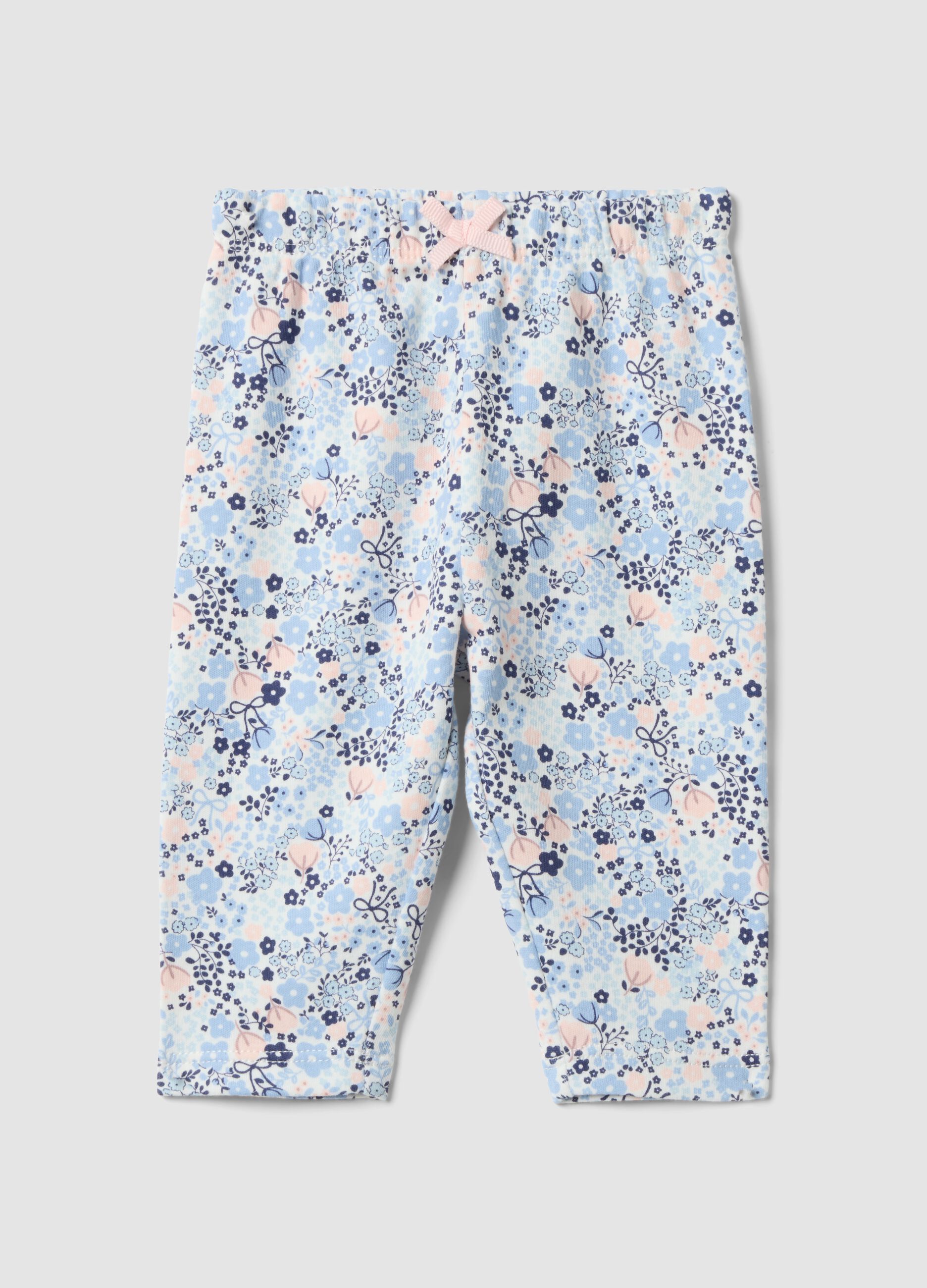 Multicolour organic cotton floral-print leggings for baby girl