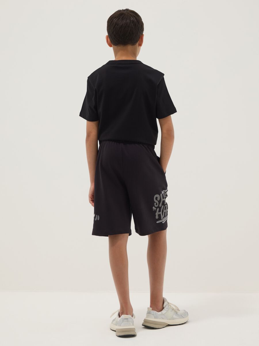 Black pure cotton shorts with elasticated waistband_1