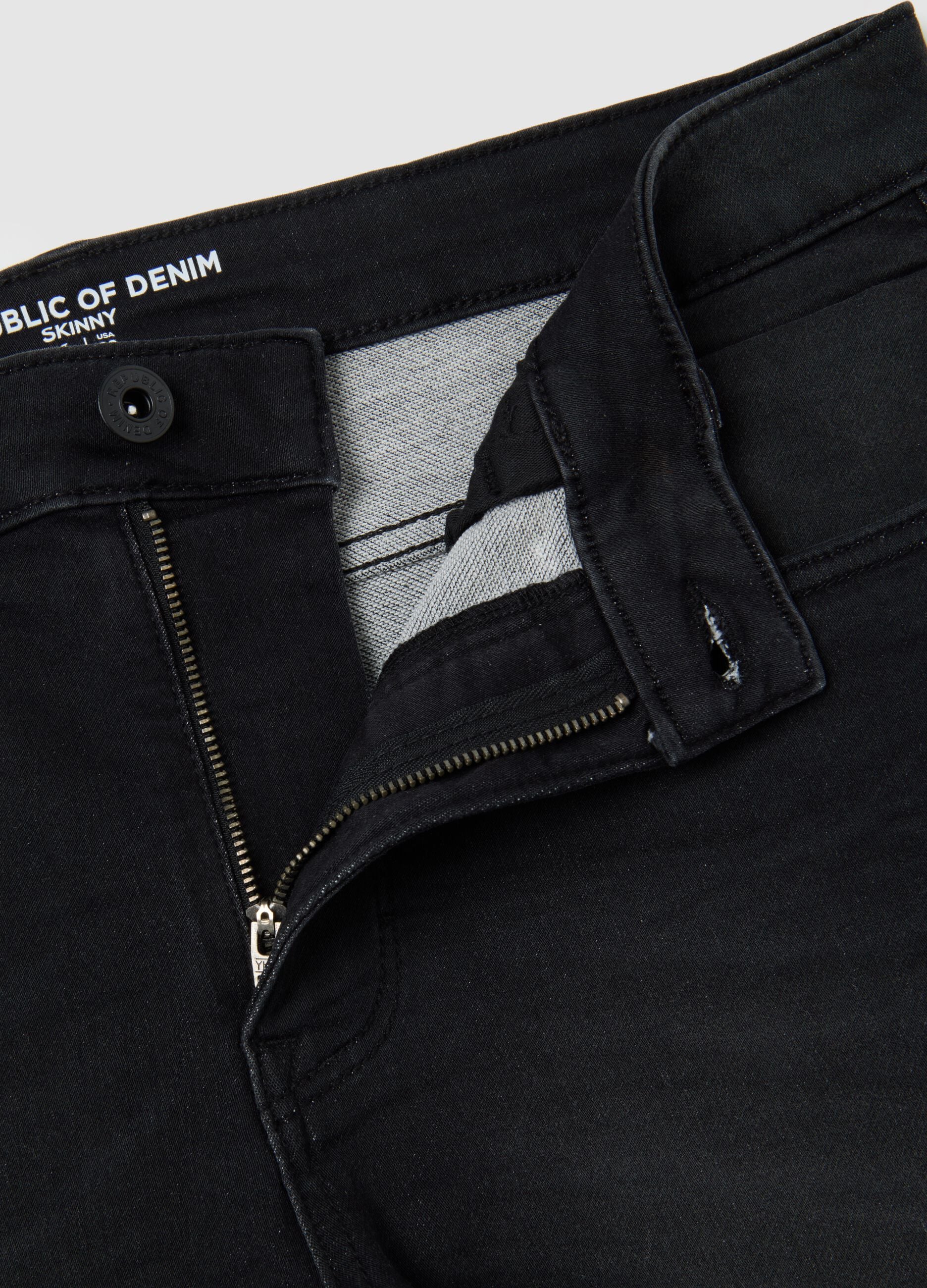 Black denim jeans in cotton blend skinny fit