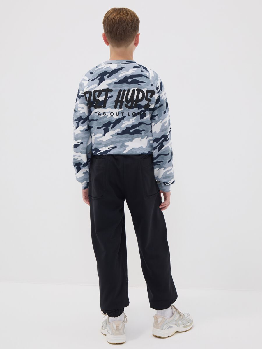 Black pure cotton jogger trousers with "Way Up" graphic for boys_1