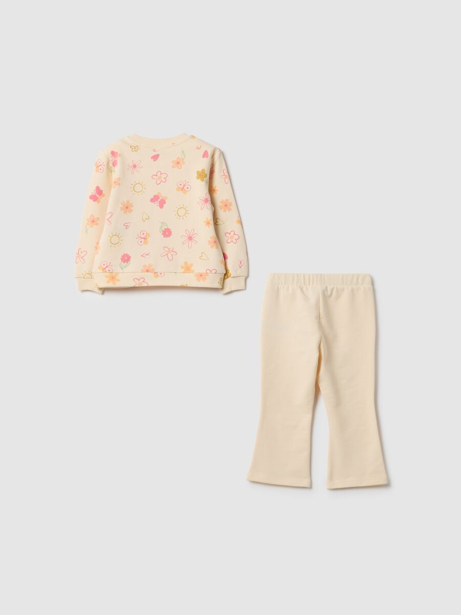 Beige pure cotton regular fit jogging set for girls_1