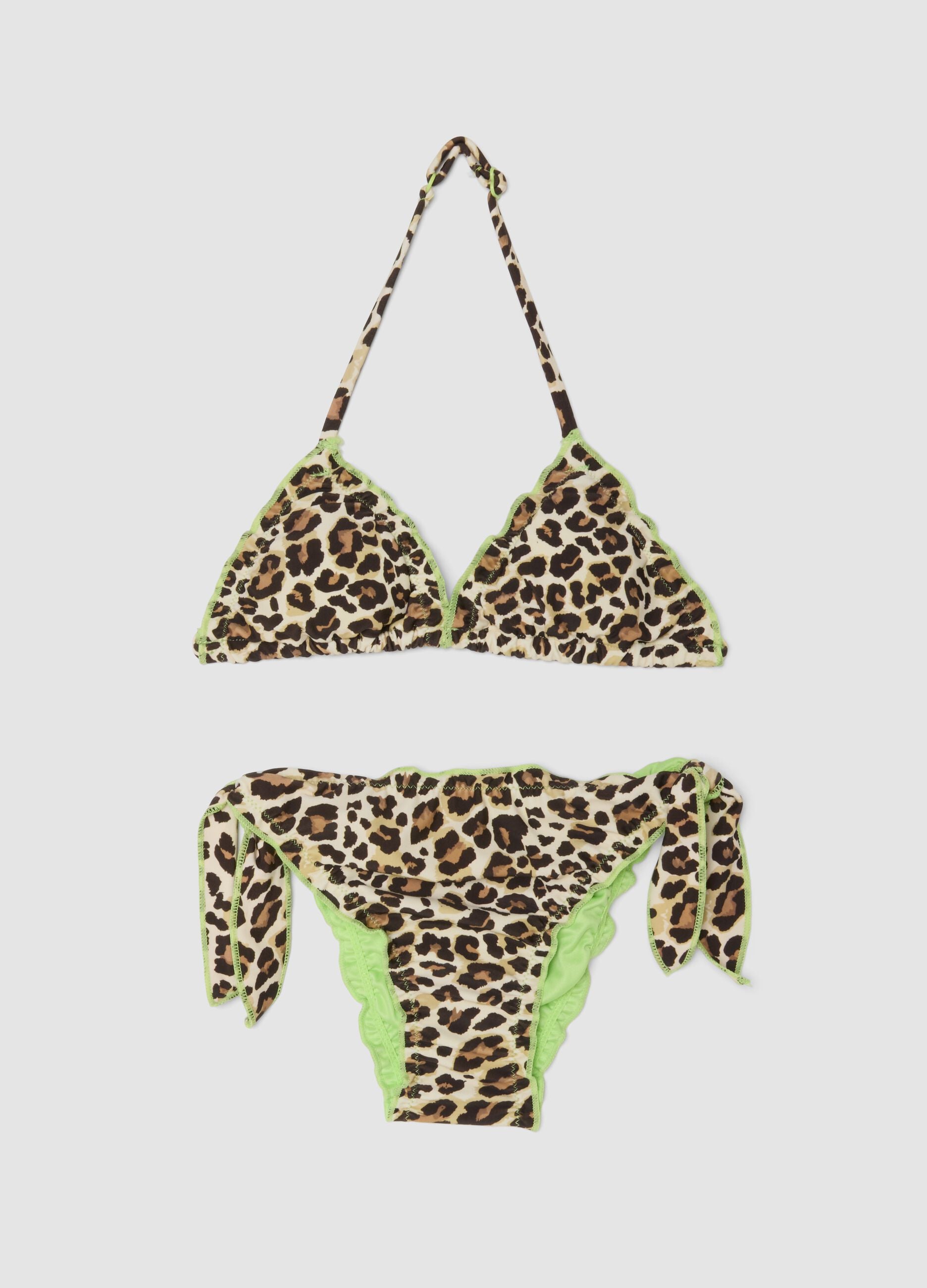 Brown triangle bikini in stretch fabric