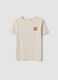 Beige pure cotton relaxed-fit T-shirt with floral print_4