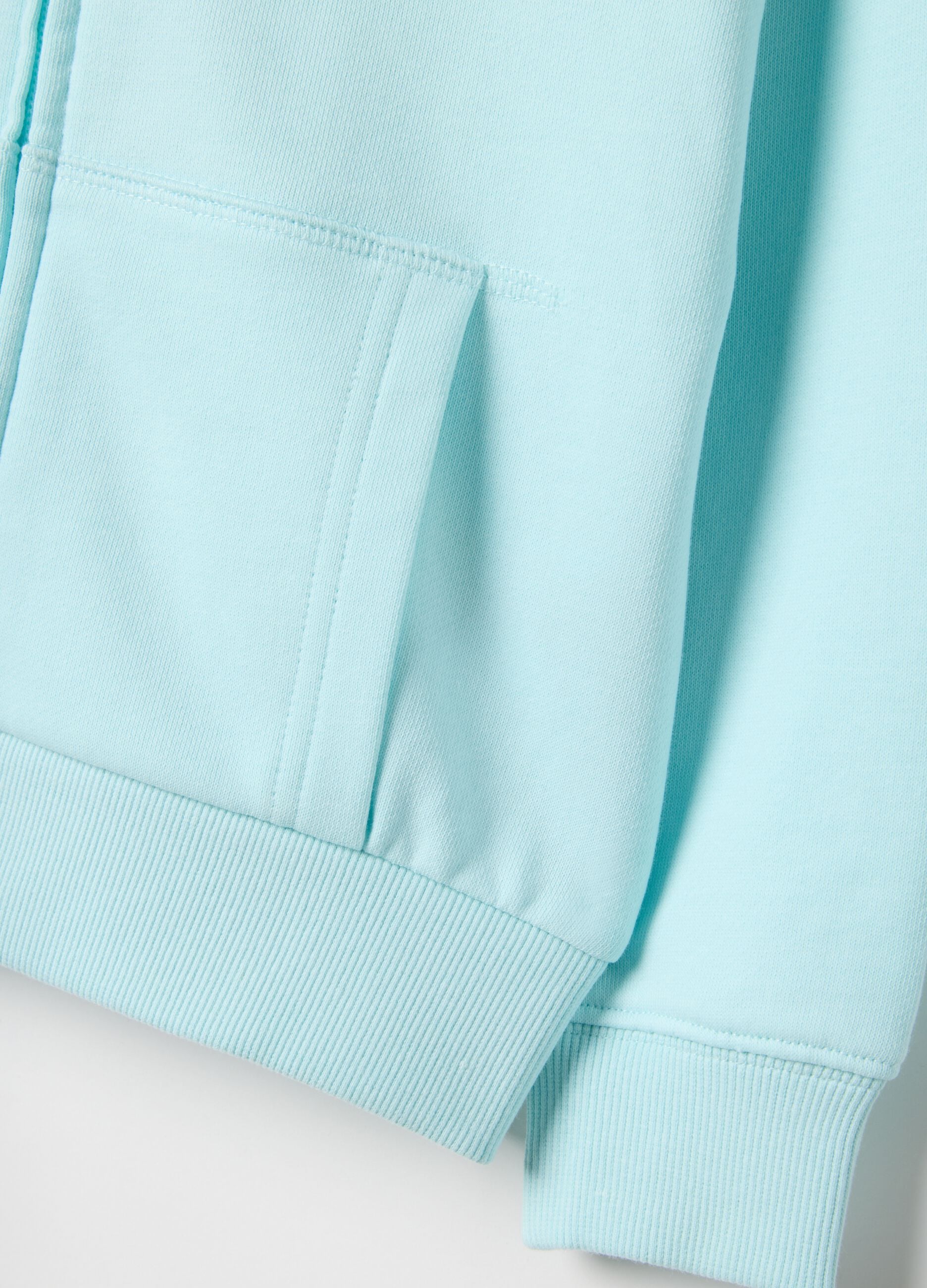 Girls' blue hoodie with zip made from pure cotton, regular fit