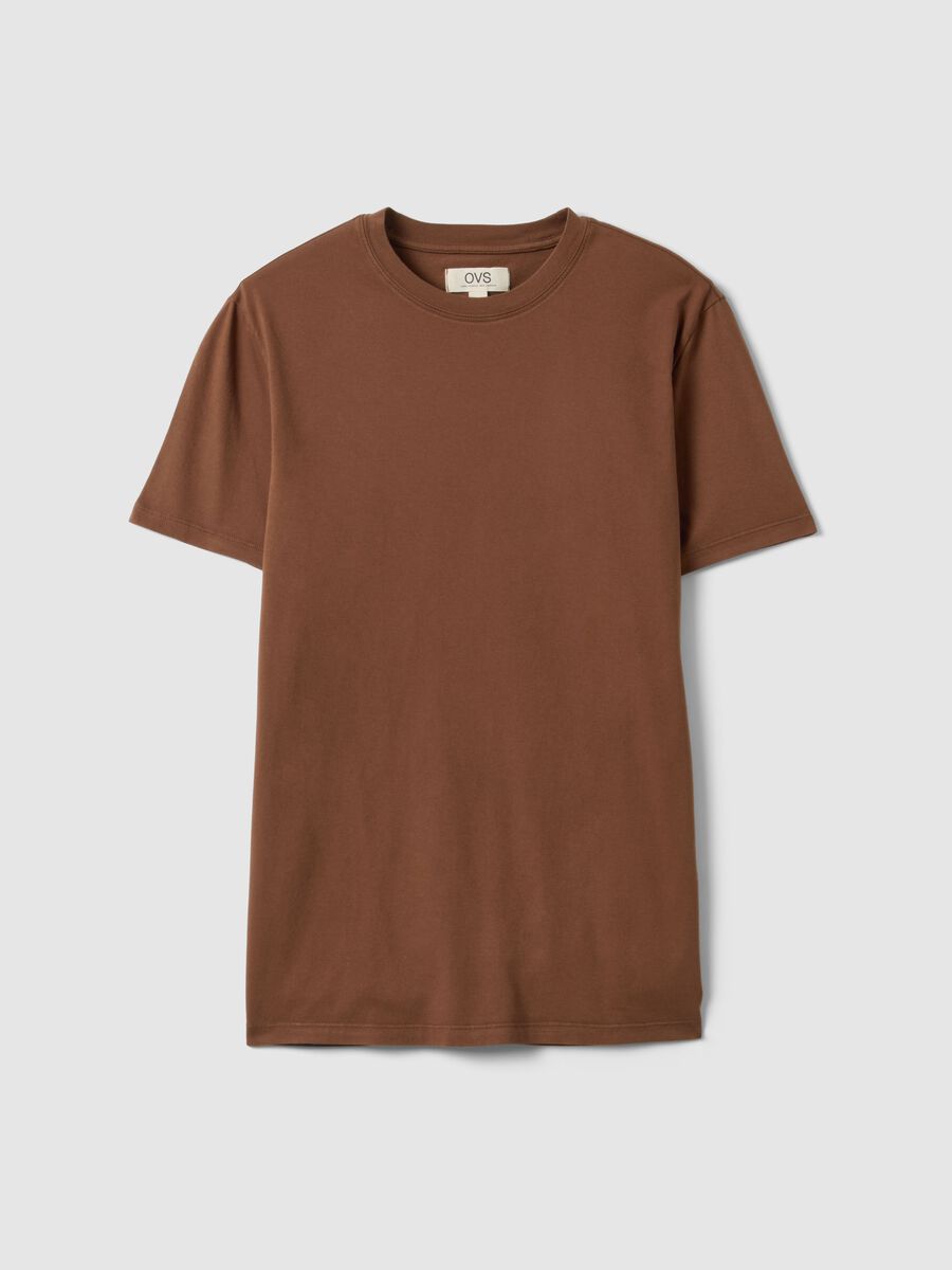 Brown crew neck pure cotton regular fit t-shirt_4