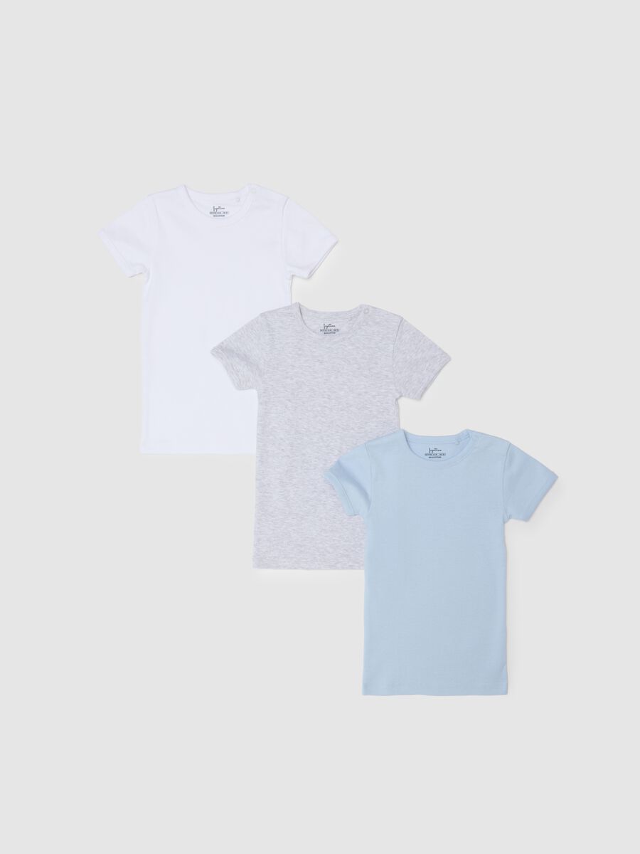 Pack of three multicolour regular fit newborn t-shirts in pure cotton_0