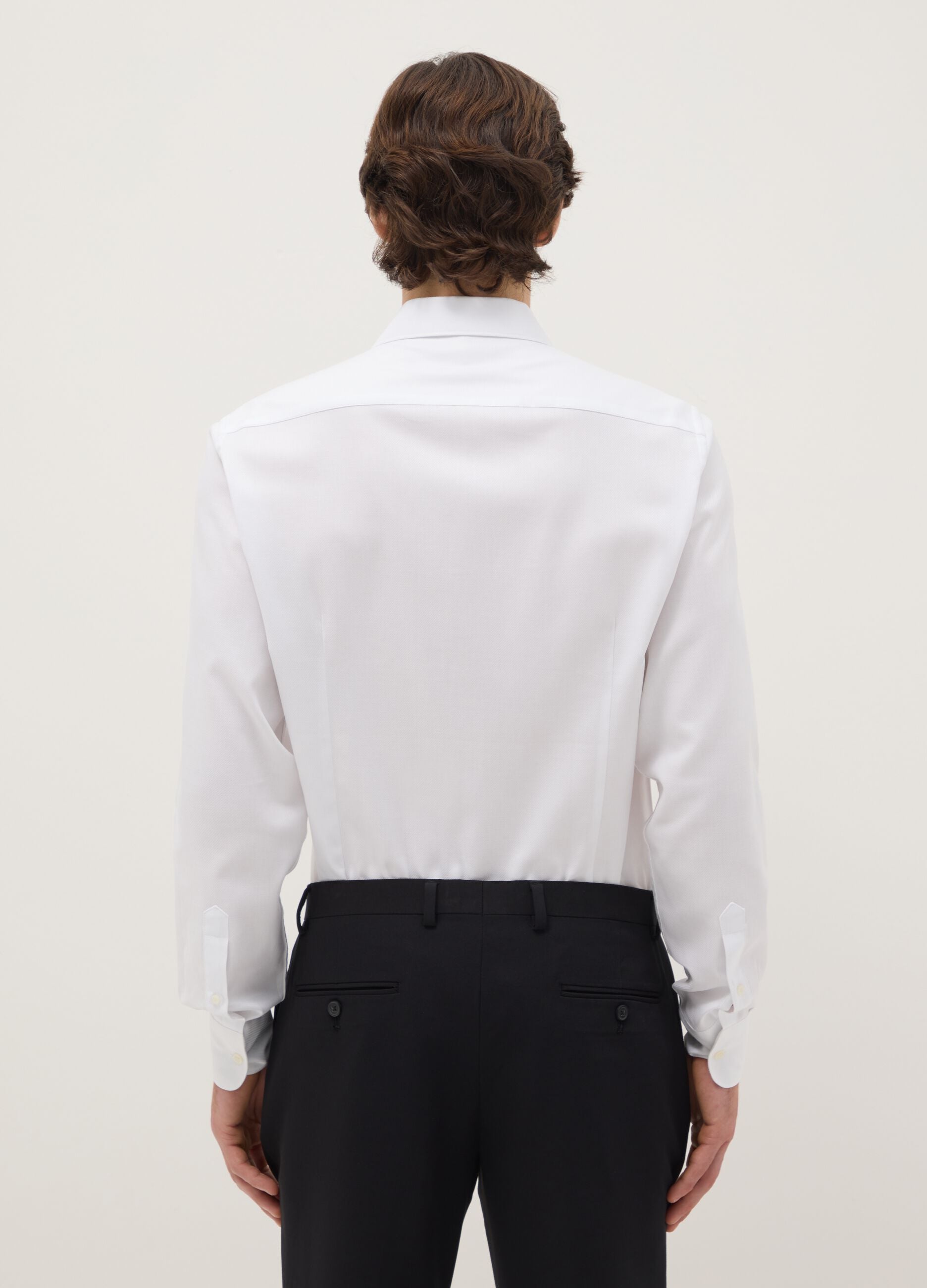 Slim fit long sleeve white shirt in pure cotton